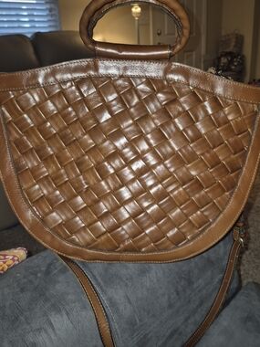 Patricia Nash Ossi Woven Satchel Cognac Brown